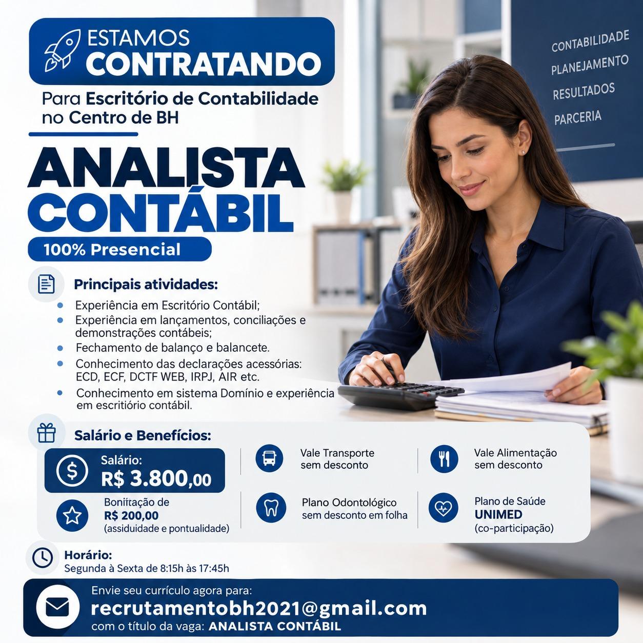 Analista Contábil — escritório de contabilidade no Centro de BH