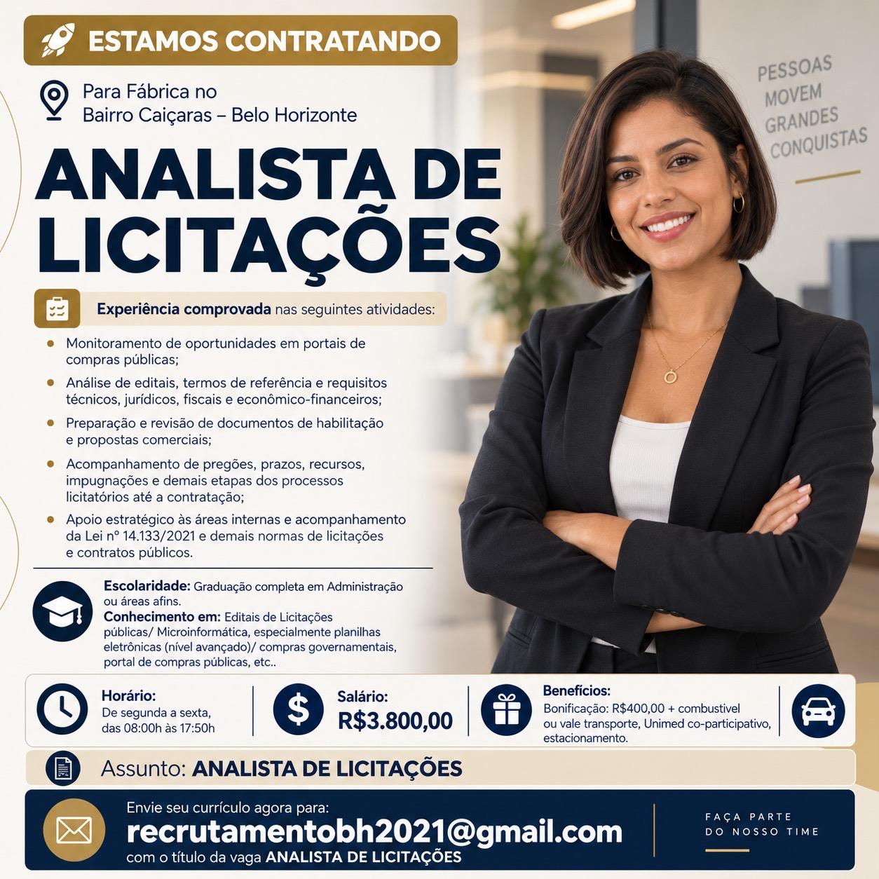Analista de Licitações — fábrica no Caiçaras