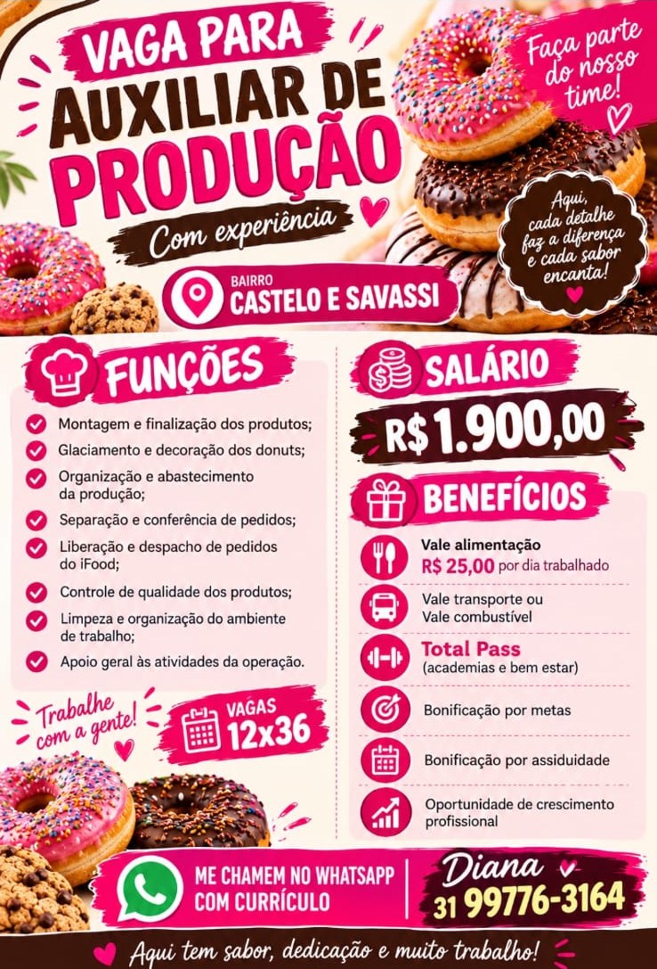 Auxiliar de Produção (com experiência) — loja de donuts